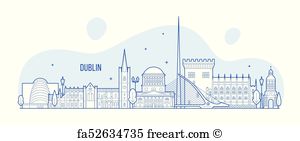 300x141 Free Art Print Of Dublin Skyline Dublin Skyline In Orange