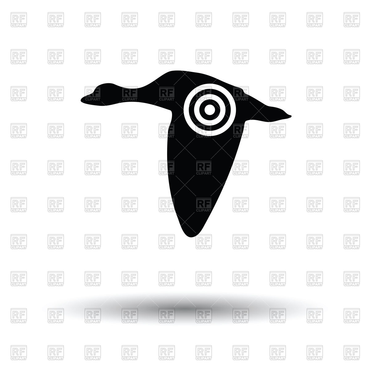1200x1200 Flying Duck Silhouette With Target Icon With Shadow Design Vector