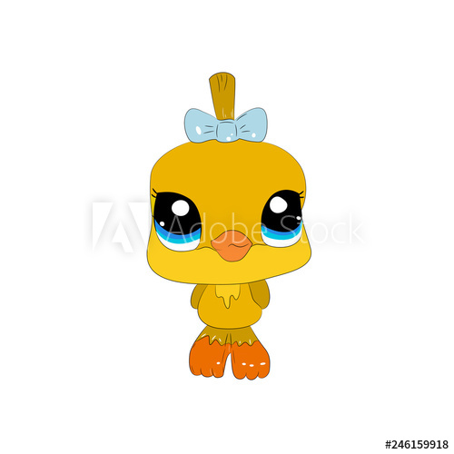 500x500 Duckling Vector Illustration Cute Cartoon Animal With Big Eyes