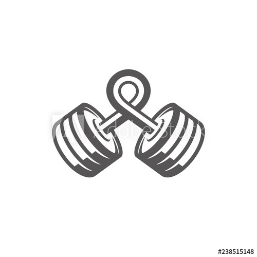 500x500 Dumbbell Silhouette Isolated On White Background Vector