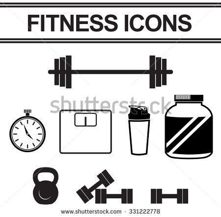 450x442 Silhouette Fitness And Exercise Tool Such As Dumbbell, Stop Watch