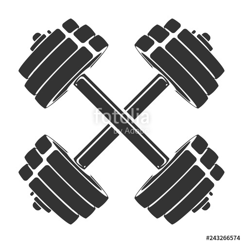 500x500 Vector Hand Drawn Silhouette Of Crossed Dumbbells Isolated