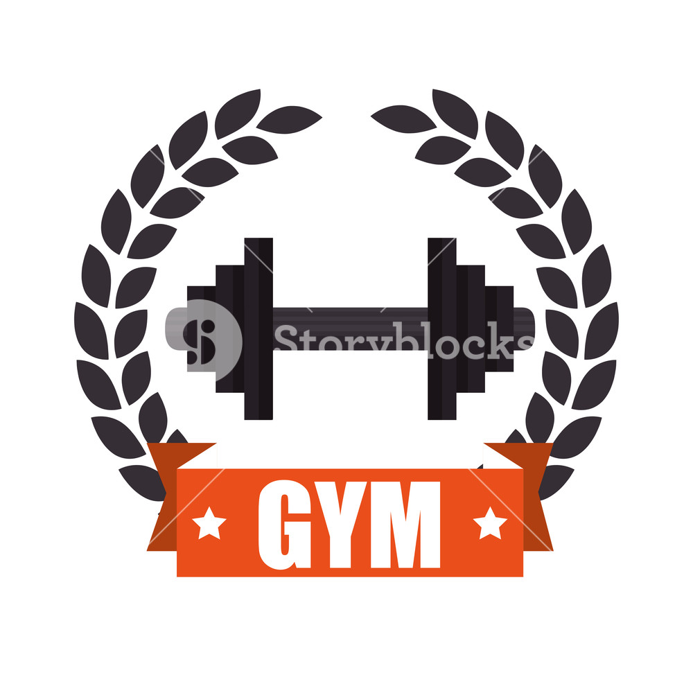 1000x1000 Gym Sport Emblem Dumbbell Vector Illustration Royalty Free