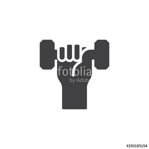 500x500 Hand With Dumbbell Vector Icon Filled Flat Sign For Mobile