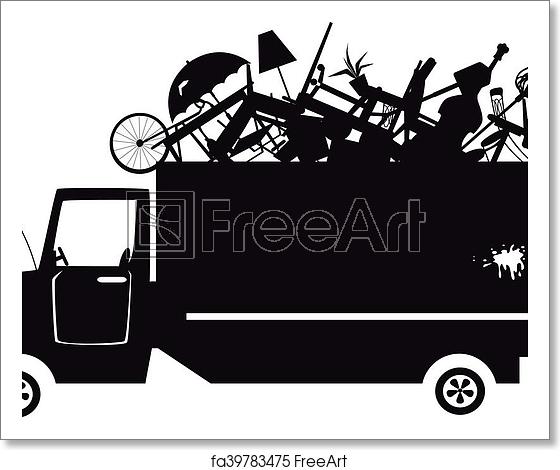 560x470 Free Art Print Of Garbage Truck Silhouette Black Vector