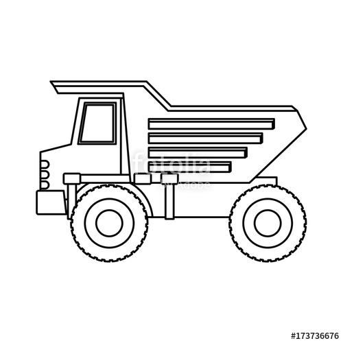 500x500 Dump Truck Flat Icon Monochrome Silhouette Stock Image