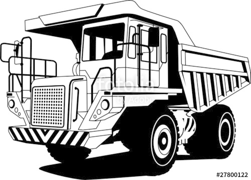 500x360 Heavy Dump Truck Hand Draw Illustration, Vector Stock Image