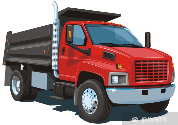 700x493 Vector Red Dump Truck Wall Mural