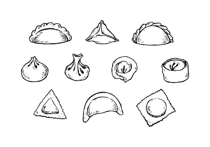 700x490 Free Dumplings Hand Drawn Collection Vector