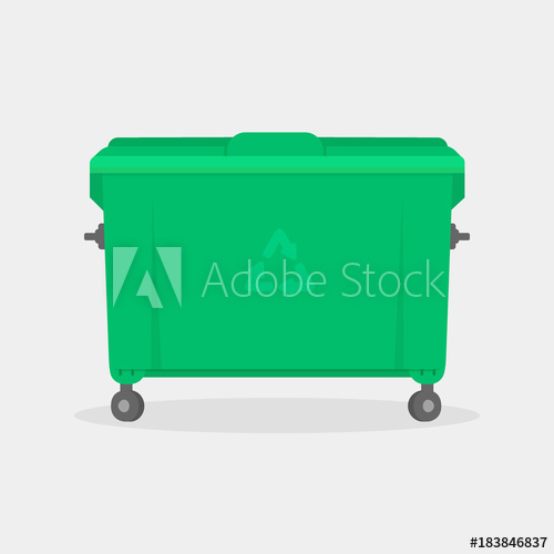 500x500 Garbage Container Green Trash Dumpster Vector Illustration