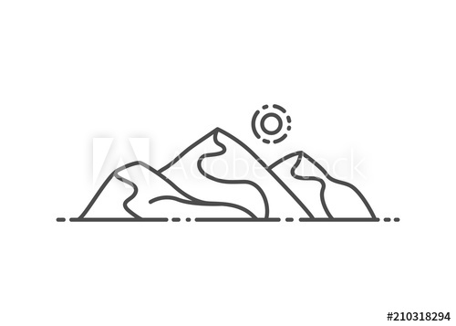 500x357 Dune, Desert Vector Illustration Outline Style