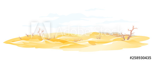 500x200 Sand Dunes With Dead Trees And Shrubs, Arid Deserted Place Without