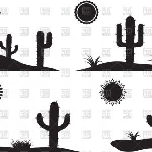 300x300 Silhouette Of Desert Landscapes With Cactus And Dune Vector