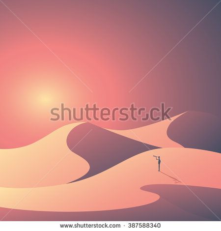 450x470 Desert Landscape Vector Background Natural Sand Dunes In Sunset