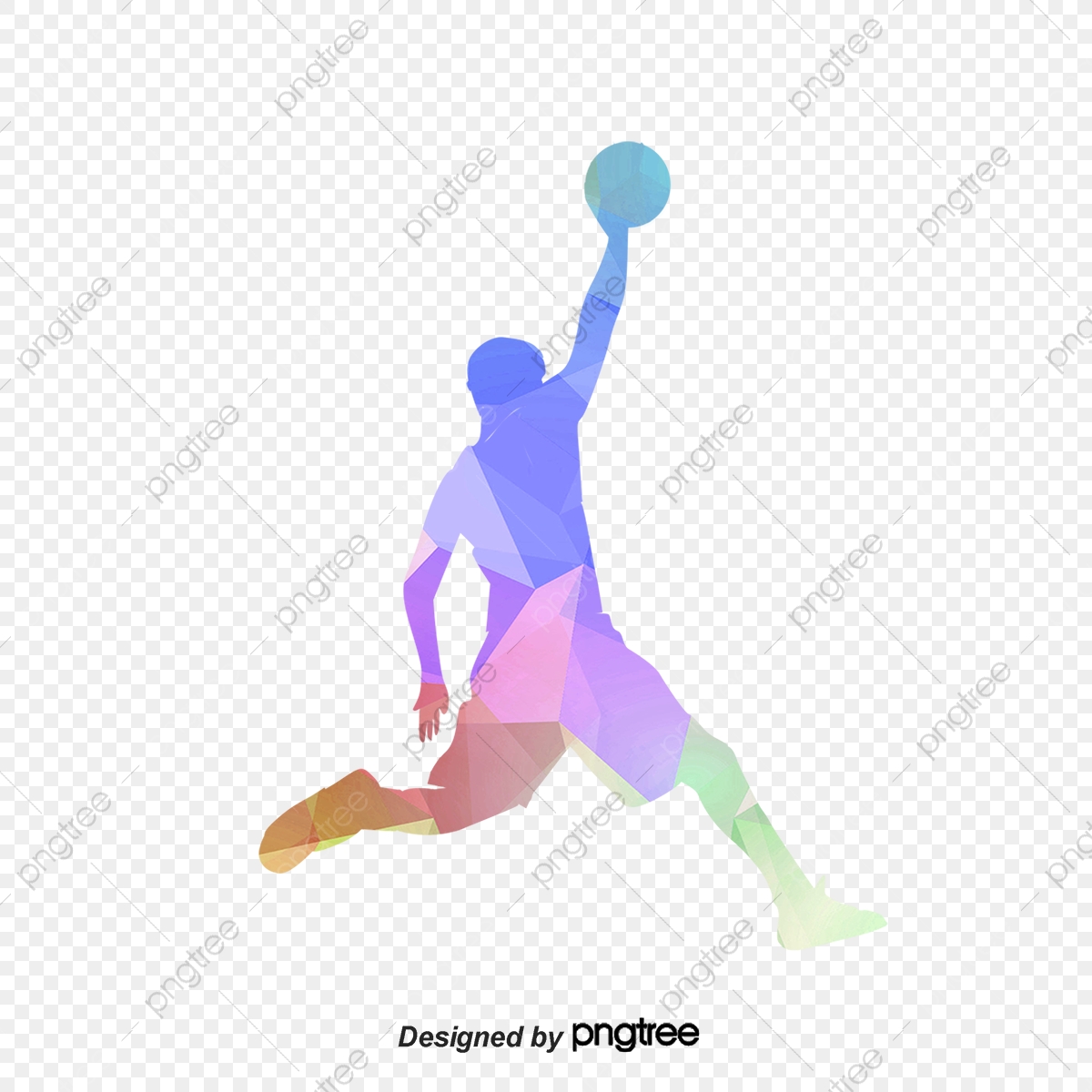 1200x1200 Color Geometric Basketball Player Dunk Posture, Basketball Clipart
