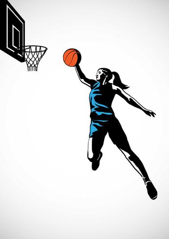 346x490 Female Basketball Player Slam Dunk Silhouette