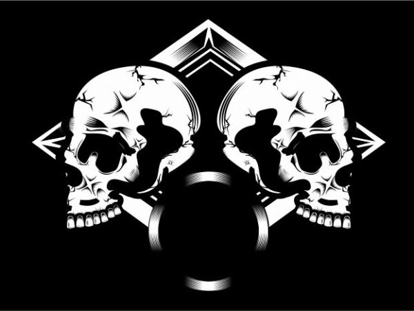 600x450 Duo Skull T Shirt Vector Illustration