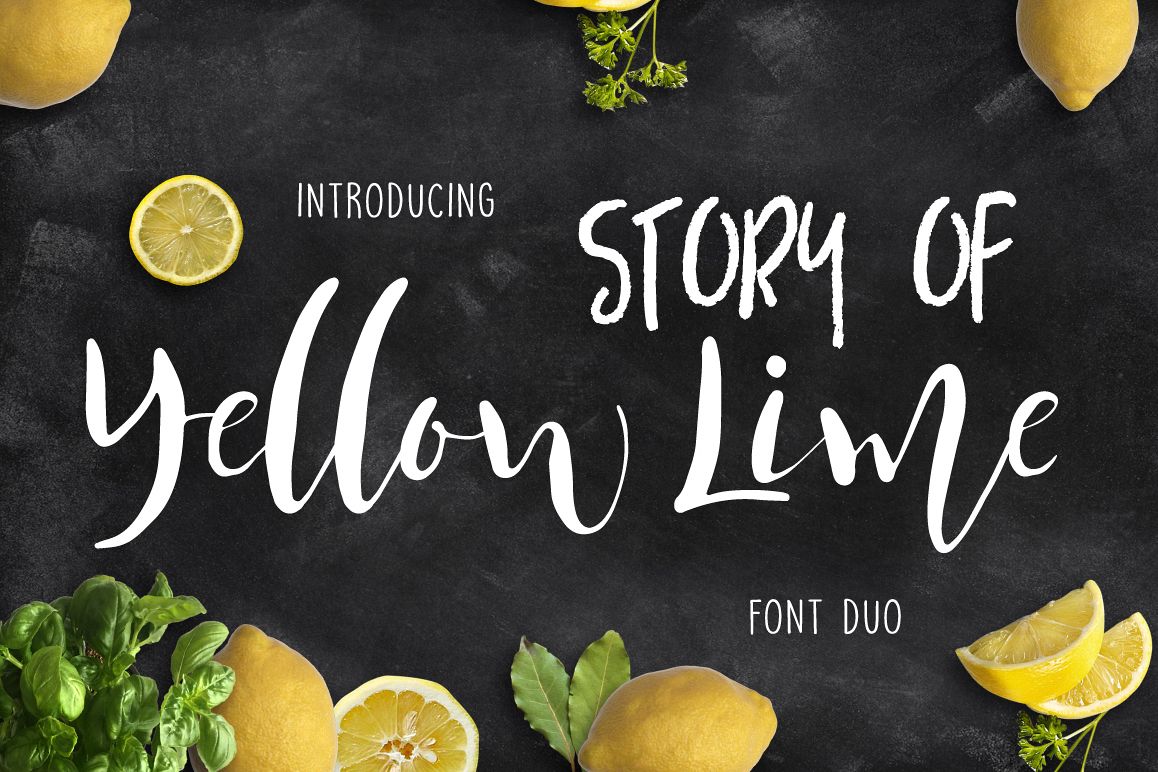 1158x772 Yellow Lime Font Duo + Vector Doodle