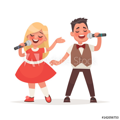 500x500 Boy And A Girl Sing A Song Into A Microphone Children's Musical