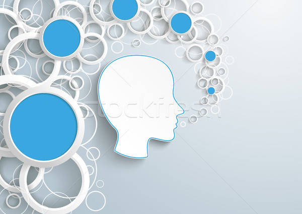 600x424 Human Head White Rings Blue Circles Dust Vector Illustration