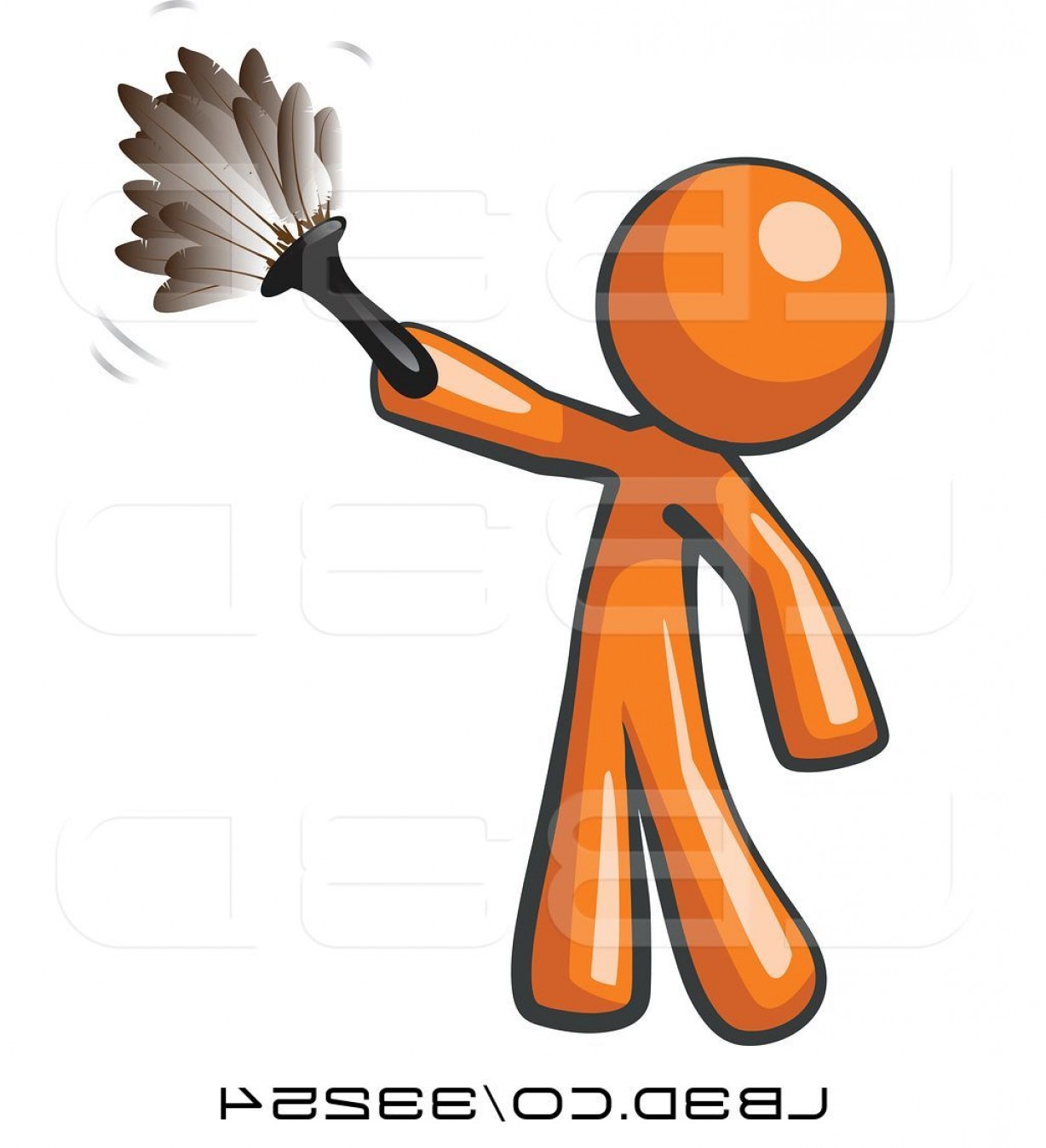 1228x1348 Vector Illustration Of Cartoon Orange Guy Cleaning With A Feather