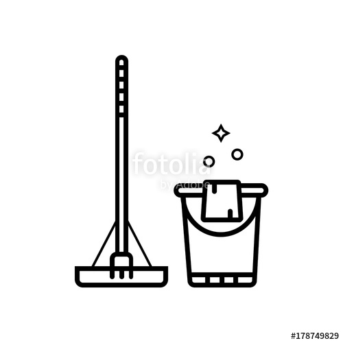 500x500 Swab And Bucket With Duster Vector Illustration For Floor Cleani