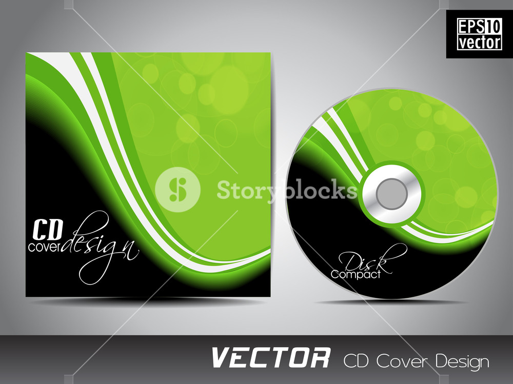 1000x749 Vector Cd Cover Design With Floral And Grunge Effect On Green