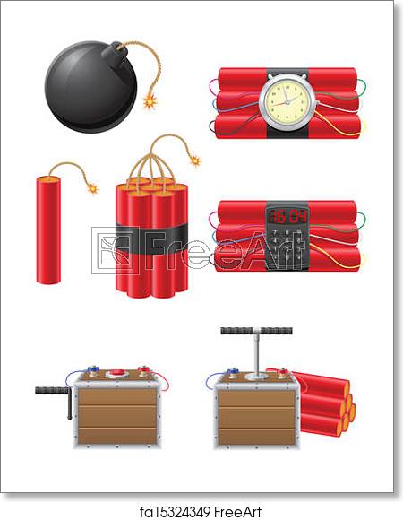 450x580 Free Art Print Of Set Icons Detonating Fuse And Dynamite Vector