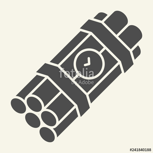 500x500 Time Bomb Solid Icon Dynamite Vector Illustration Isolated