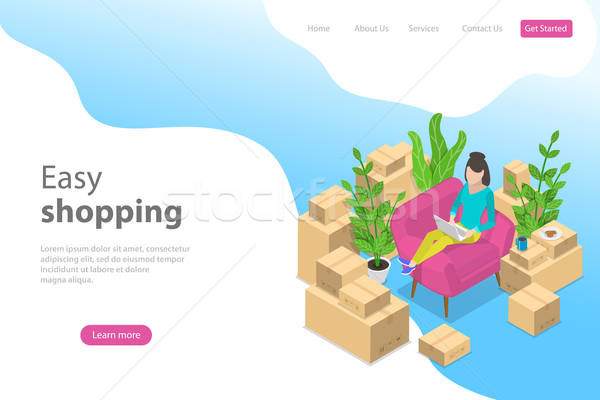 Flat Isometric Vector Landing 600x400 Flat Isometric Vector Landing