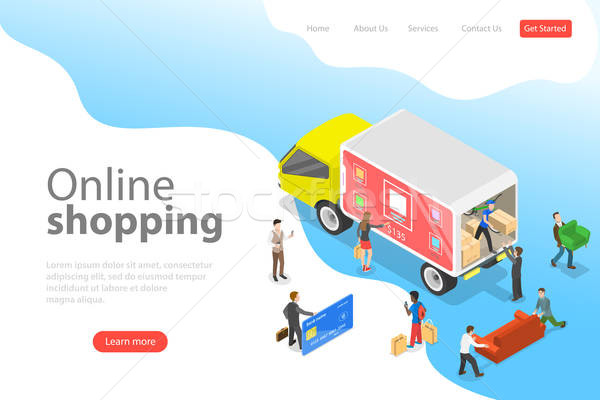 Flat Isometric Vector Landing 600x400 Flat Isometric Vector Landing