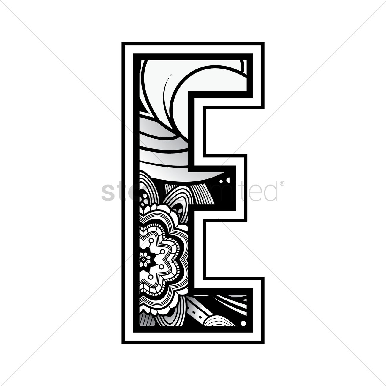 Free Decorative Alphabet E Vector Image 1300x1300 Free Decorative Alphabet E Vector Image