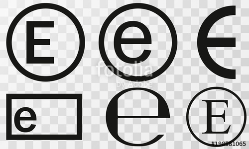 Vector Illustration Estimated Sign, E Mark Set, E Symbol Isolated 500x300 Vector Illustration Estimated Sign, E Mark Set, E Symbol Isolated