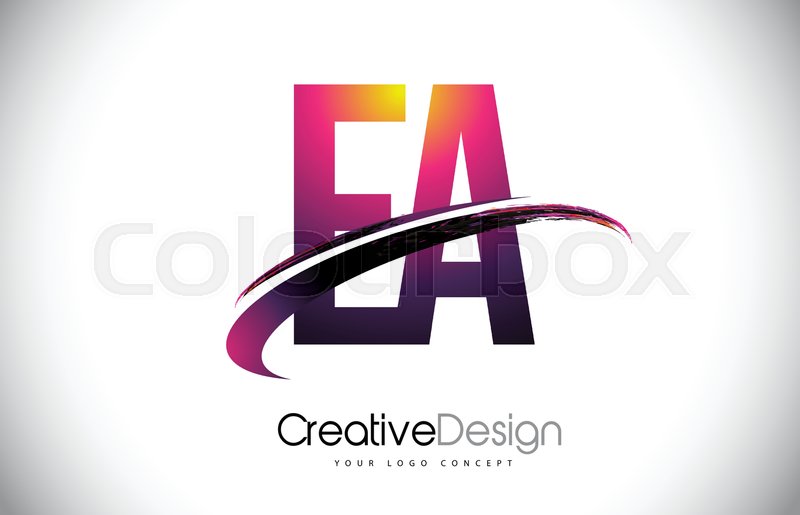 800x515 Ea E A Purple Letter Logo With Swoosh Stock Vector Colourbox