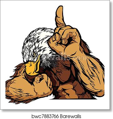 362x382 Eagle Mascot Body Vector Cartoon, Art Print Barewalls Posters
