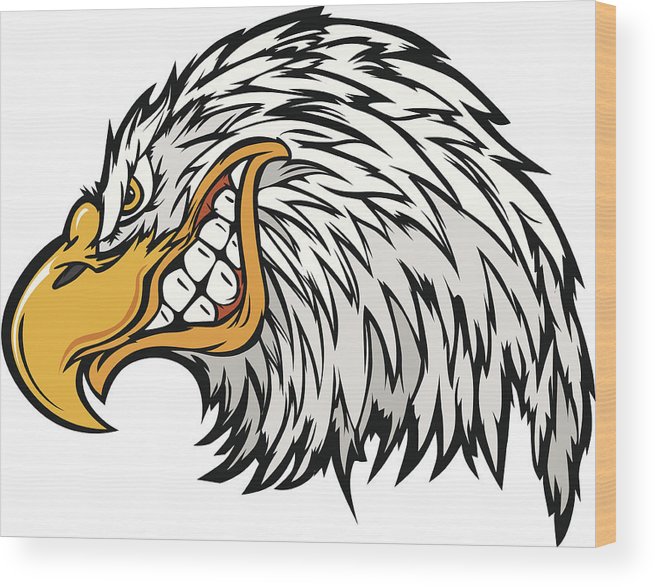 655x587 Mascot Head Of An Eagle Cartoon Vector Illustration Wood Print