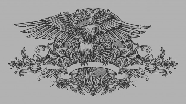 626x352 Eagle Crest Banner Engraving Vector Premium Download