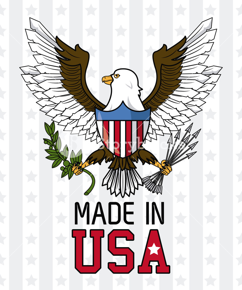 834x1000 Made In Usa Eagle Hawk With Shield Vector Illustration Graphic