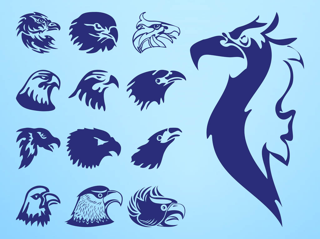 Eagle Heads Set Vector Art Graphics 1024x765 Eagle Heads Set Vector Art Graphics
