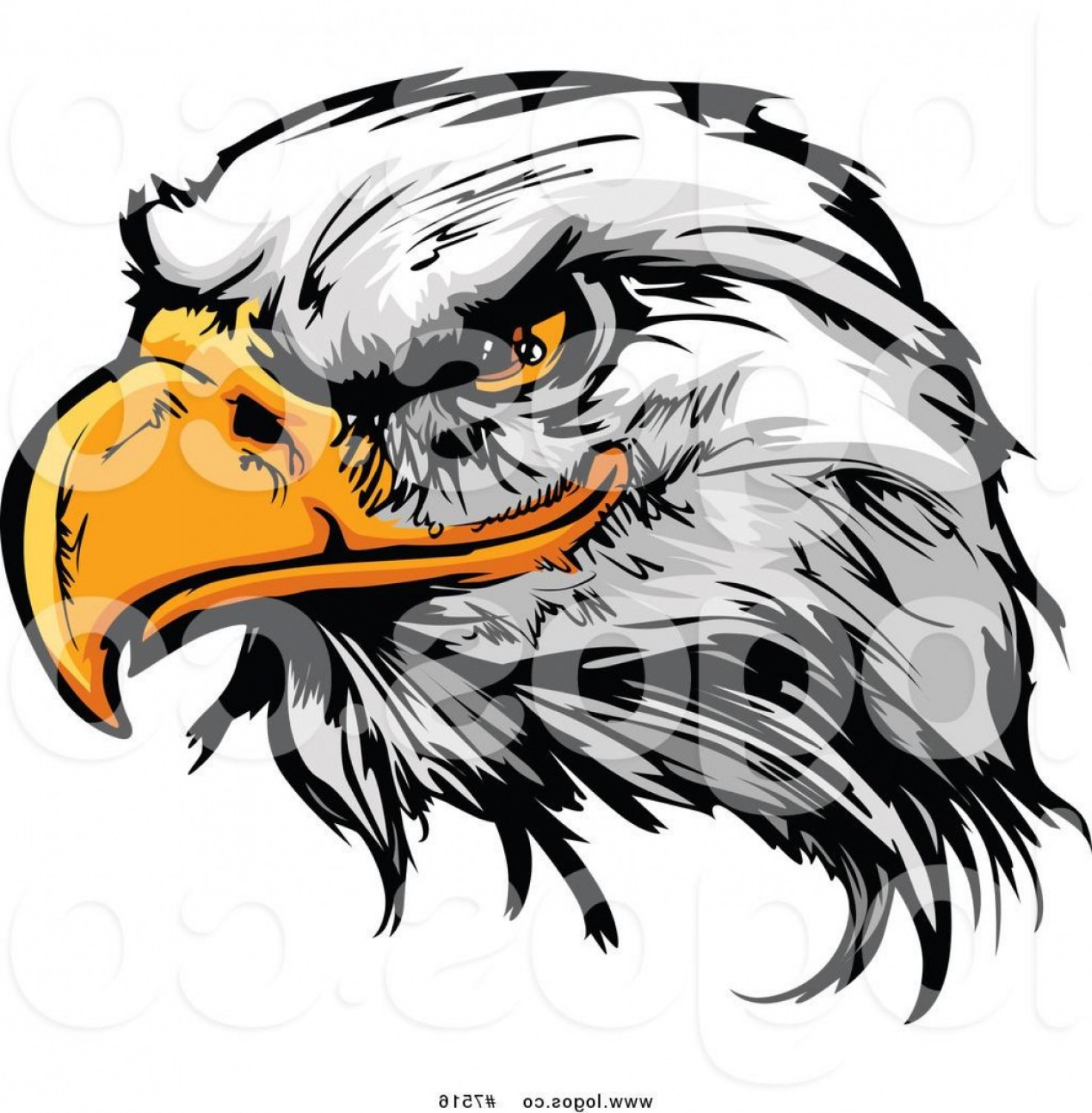 1473x1502 Hd Royalty Free Clip Art Vector Logo Of Fierce Bald Eagle Head