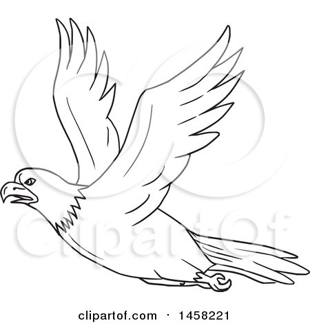 Clipart Of A Black And White Flying Bald Eagle In Lineart Style 450x470 Clipart Of A Black And White Flying Bald Eagle In Lineart Style