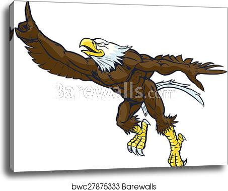 453x379 Vector Cartoon Bald Eagle Mascot, Canvas Print Barewalls Posters