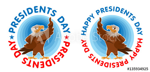 500x241 Presidents Day Congratulations With American Eagle Cartoon Styled