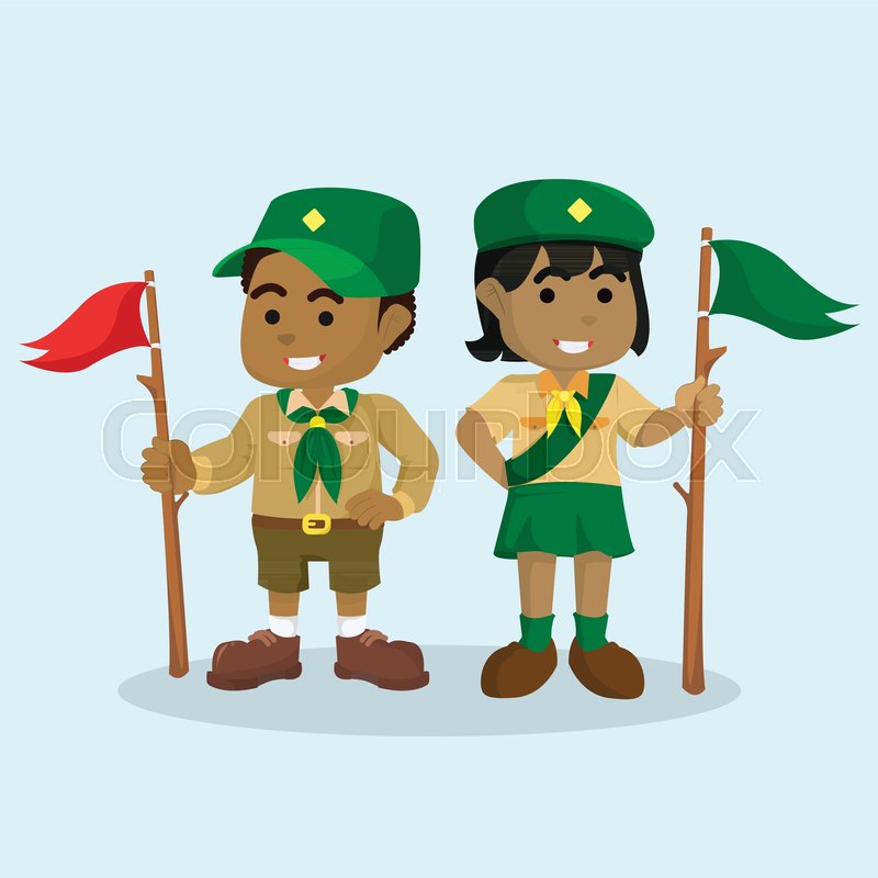 800x800 African Boy Scout And African Girl Stock Vector Colourbox