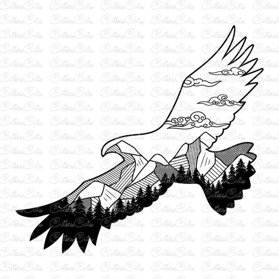 570x570 Eagle Silhouette Wild Nature Dxf Png Vector Etsy
