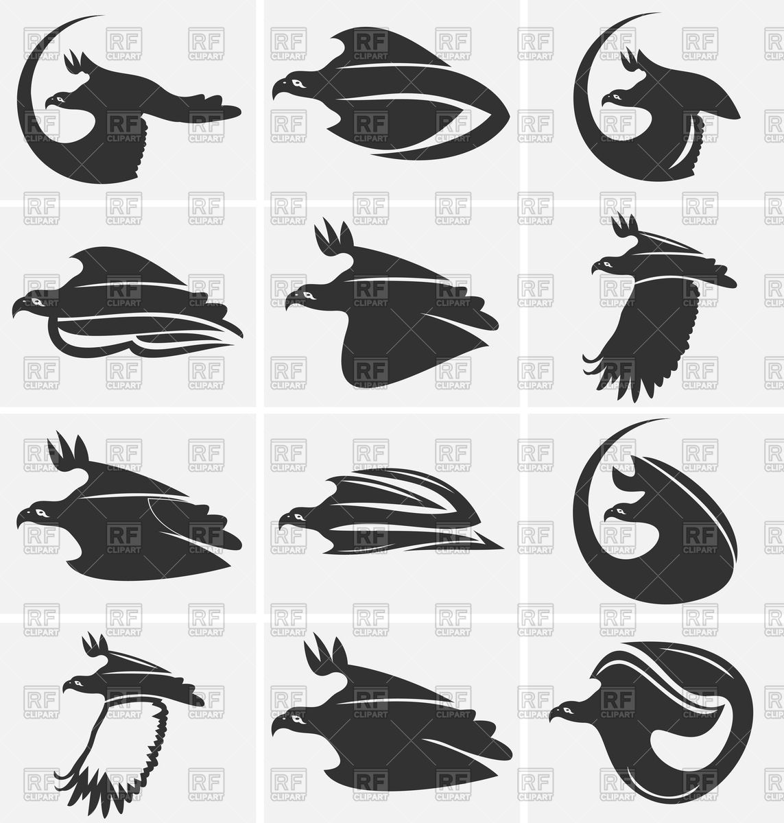 1143x1200 Eagle Silhouette Icons Set Vector Image Of Plants And Animals