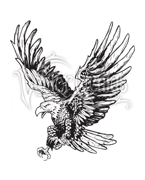 468x580 Flying Hand Drawn Eagle Clipart