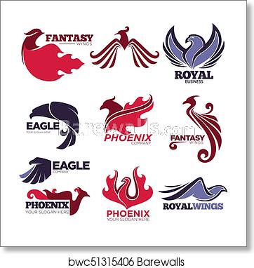 362x382 Phoenix Fire Bird Fantasy Eagle Vector Template Company Icons Set