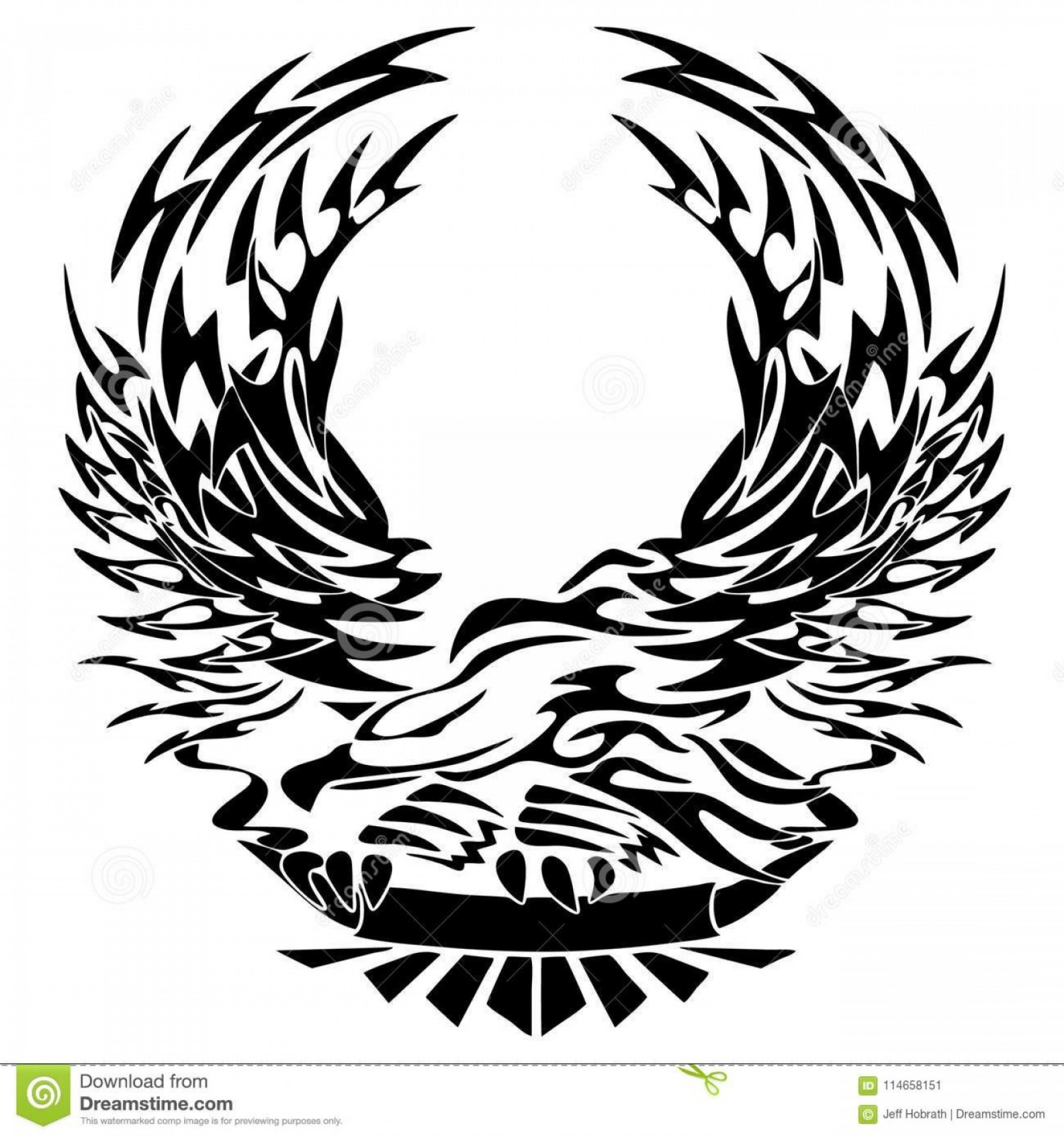 1872x2001 Tribal Eagle Banner Vector Illustration Majestic Tattoo Style Art