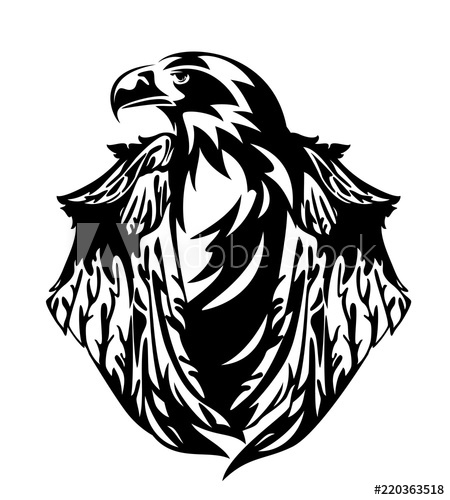 450x500 Stellers Sea Eagle With Closed Wings Black And White Vector Design
